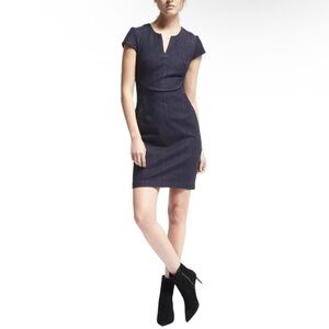 Banana Republic Dark Wash Denim Stretch Dress Size 4 Cap Sleeve Career Chic Sexy